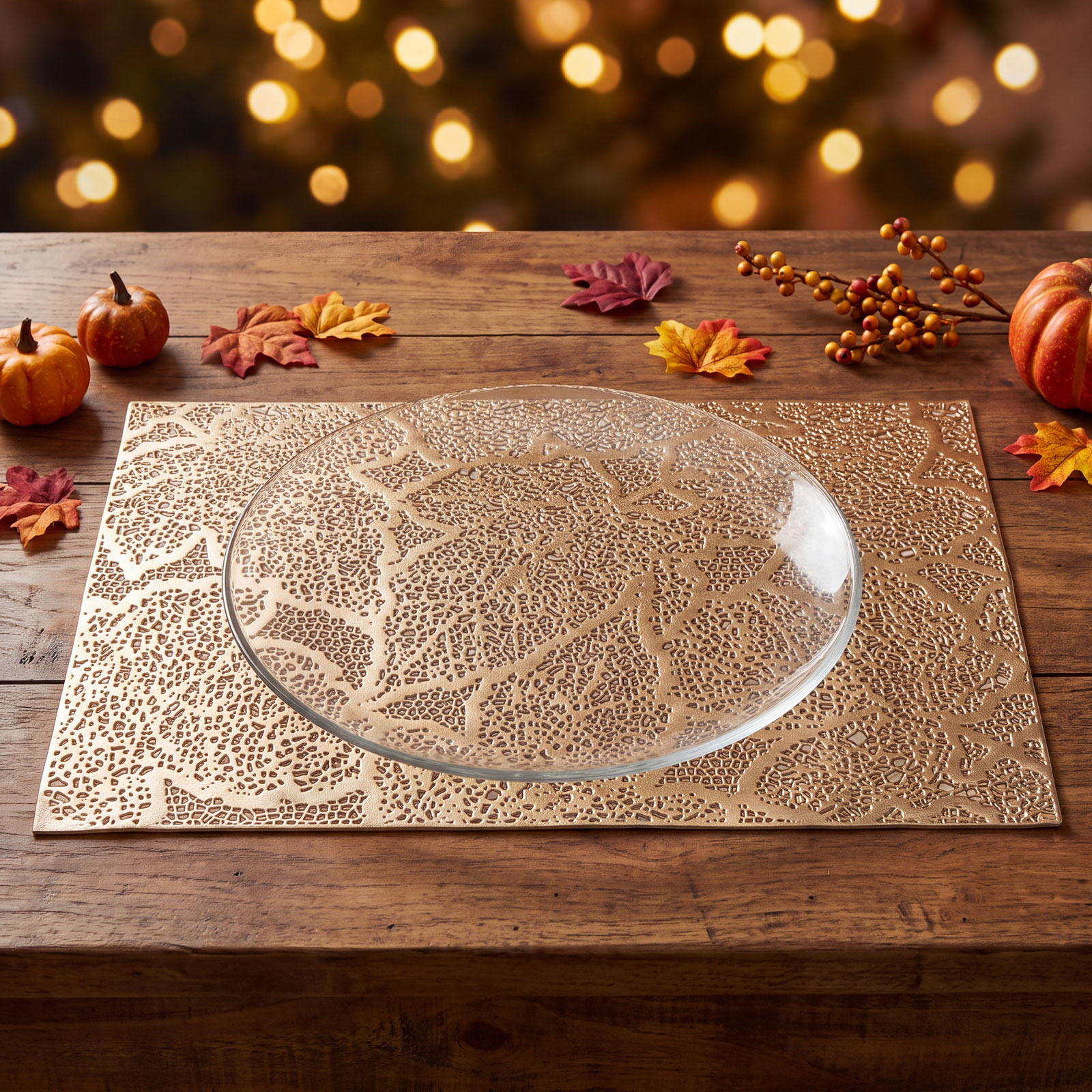 Tányéralátét – levélmintás – PVC – 45 x 30 cm – arany 59051A Őszi dekoráció Tányéralátét – levélmintás – PVC – 45 x 30 cm – arany 59051A Őszi dekoráció