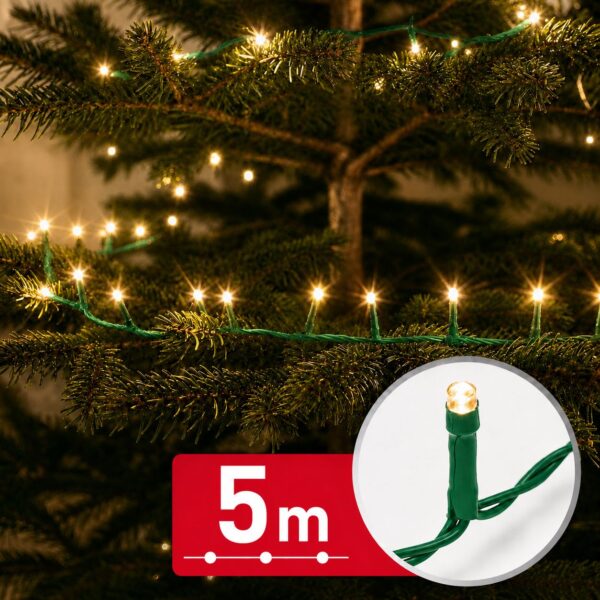 Fényfüzér – 5 m – melegfehér – 100 LED – 100-240V – 6W – zöld kábel 59766W Világítás Fényfüzér – 5 m – melegfehér – 100 LED – 100-240V – 6W – zöld kábel 59766W Világítás
