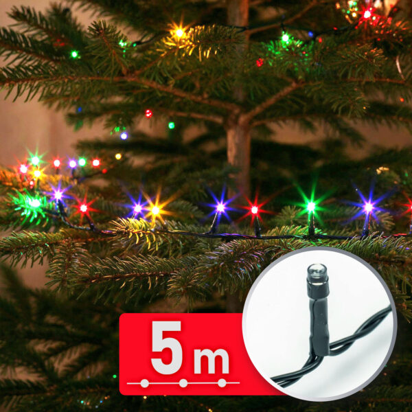 Fényfüzér – 5 m – színes – 100 LED – 220-240V – 6W – zöld kábel  59766 Egyéb
