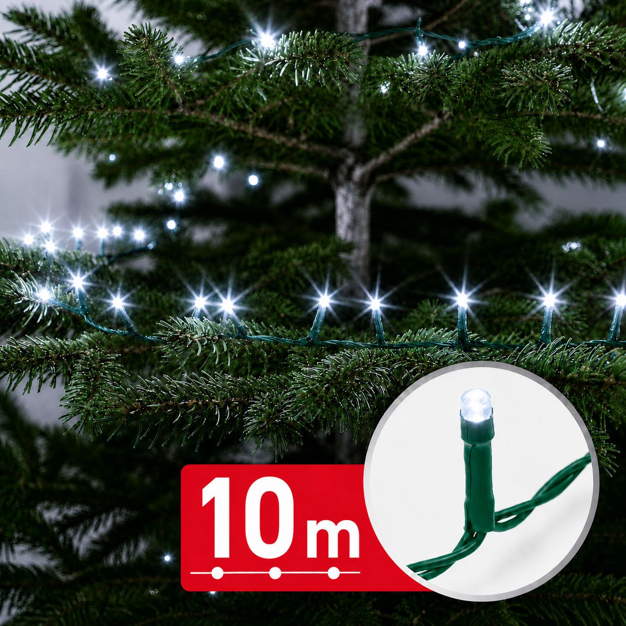 Fényfüzér – 10 m – hidegfehér – 200 LED – 100-240V – 6W – zöld kábel 59767C Világítás Fényfüzér – 10 m – hidegfehér – 200 LED – 100-240V – 6W – zöld kábel 59767C Világítás