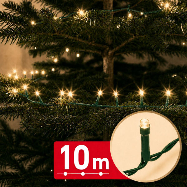 Fényfüzér – 10 m – melegfehér – 200 LED – 100-240V – 6W – zöld kábel 59767W Világítás Fényfüzér – 10 m – melegfehér – 200 LED – 100-240V – 6W – zöld kábel 59767W Világítás