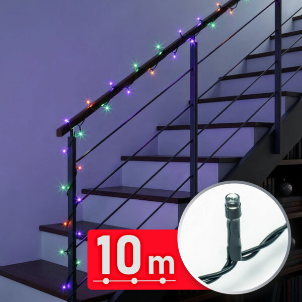 Fényfüzér – 10 m – színes – 200 LED – 220-240V – 6W – zöld kábel  59767 Egyéb