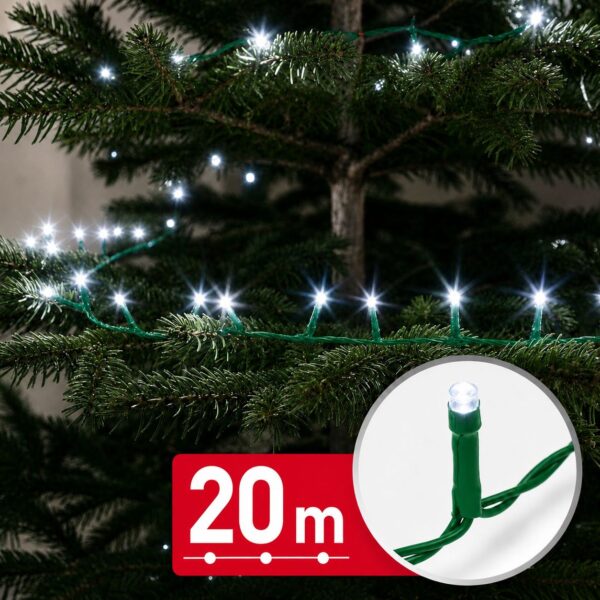 Fényfüzér – 20 m – hidegfehér – 400 LED – 100-240V – 6W – zöld kábel 59768C Világítás Fényfüzér – 20 m – hidegfehér – 400 LED – 100-240V – 6W – zöld kábel 59768C Világítás