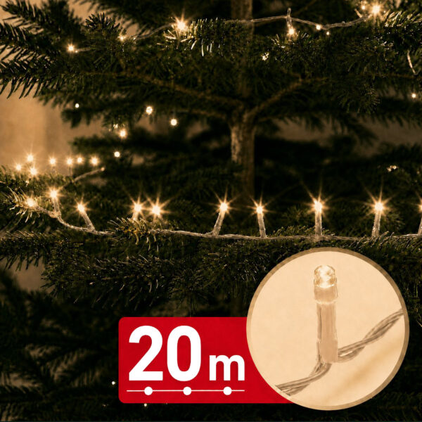 Fényfüzér – 20 m – melegfehér – 400 LED – 220-240V – 6W – átlátszó kábel 59768WT Világítás Fényfüzér – 20 m – melegfehér – 400 LED – 220-240V – 6W – átlátszó kábel 59768WT Világítás