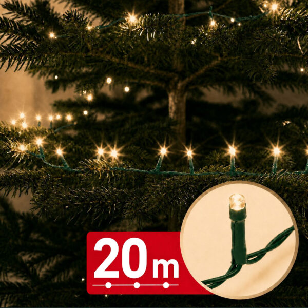 Fényfüzér – 20 m – melegfehér – 400 LED – 100-240V – 6W – zöld kábel 59768W Világítás Fényfüzér – 20 m – melegfehér – 400 LED – 100-240V – 6W – zöld kábel 59768W Világítás