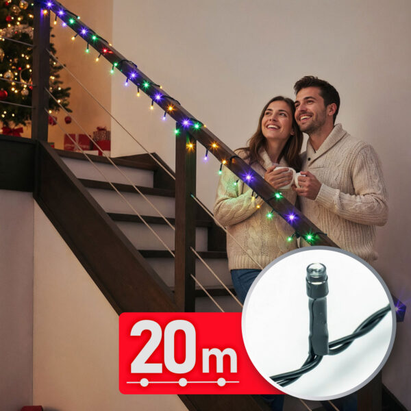 Fényfüzér – 20 m – színes – 400 LED – 220-240V – 6W – zöld kábel  59768 Egyéb