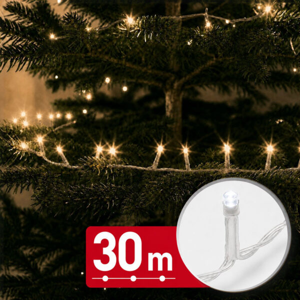 Fényfüzér – 30 m – melegfehér – 600 LED – 220-240V – 6W – átlátszó kábel 59769WT Világítás Fényfüzér – 30 m – melegfehér – 600 LED – 220-240V – 6W – átlátszó kábel 59769WT Világítás