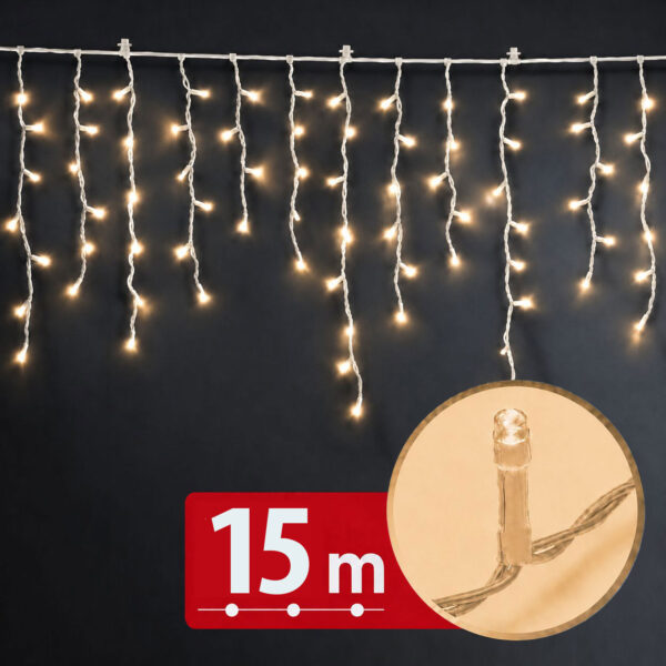 Fényfüzér függöny – 15 m – melegfehér – 600 LED – 100-240V – 6W – átlátszó kábel 59770W Világítás Fényfüzér függöny – 15 m – melegfehér – 600 LED – 100-240V – 6W – átlátszó kábel 59770W Világítás