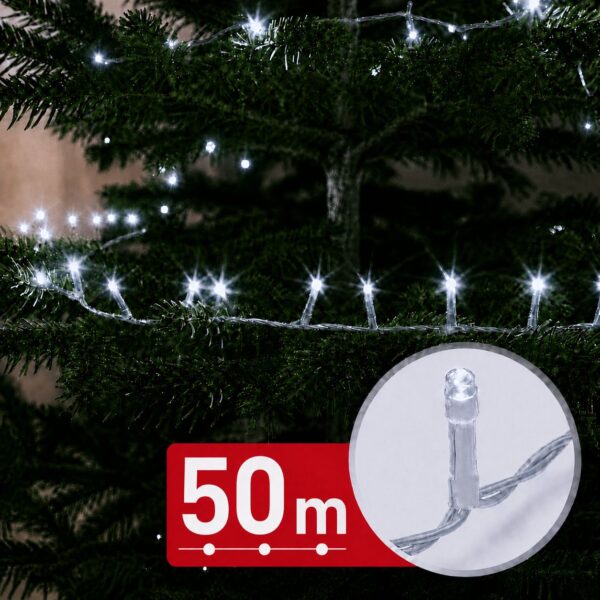 Fényfüzér – 50 m – hidegfehér – 1000 LED – 220-240V – 9W – átlátszó kábel 59771C Világítás Fényfüzér – 50 m – hidegfehér – 1000 LED – 220-240V – 9W – átlátszó kábel 59771C Világítás