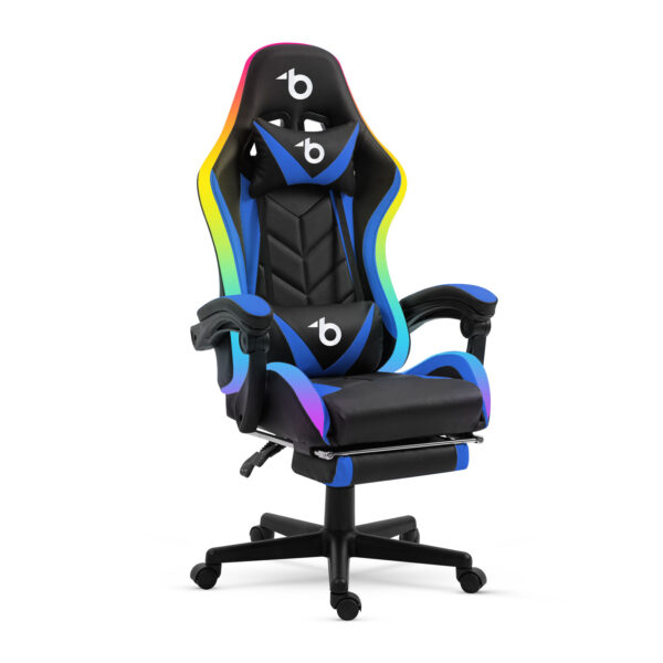 RGB LED-es gamer szék – karfával, párnával – fekete / kék BMD1115BL Egyéb RGB LED-es gamer szék – karfával, párnával – fekete / kék BMD1115BL Egyéb