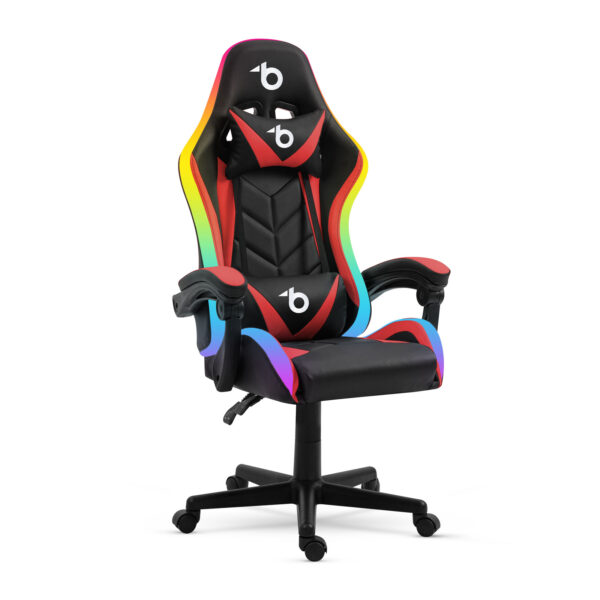 RGB LED-es gamer szék – karfával, párnával – fekete / piros  BMD1115RD Egyéb