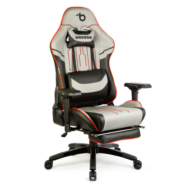 Gamer szék párnával – szürke/fekete/piros- 84 x 52 / 48 x 50 cm  BMD1118B Egyéb