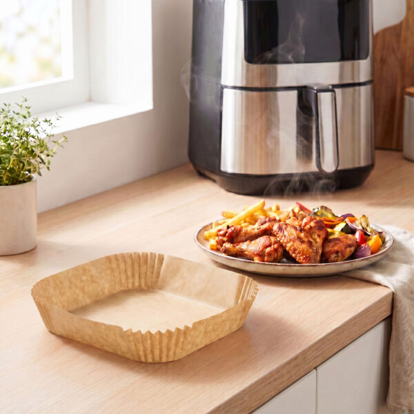 Air fryer sütőpapír – olaj nélküli sütőhöz – négyzet – 23 cm – 50 db / csomag  BW1020B Egyéb