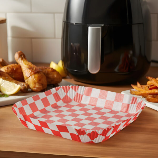 Air fryer sütőpapír – olaj nélküli sütőhöz – kockás, négyzet – 20 cm – 50 db / csomag  BW1030A Egyéb