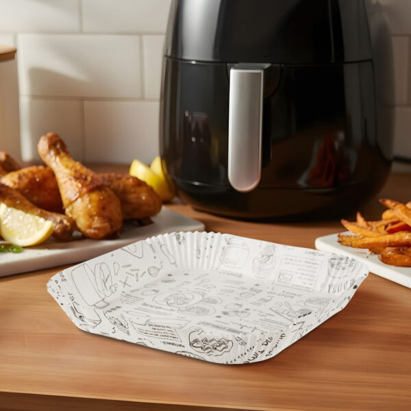 Air fryer sütőpapír – olaj nélküli sütőhöz – kockás, négyzet – 23 cm – 50 db / csomag  BW1030B Egyéb
