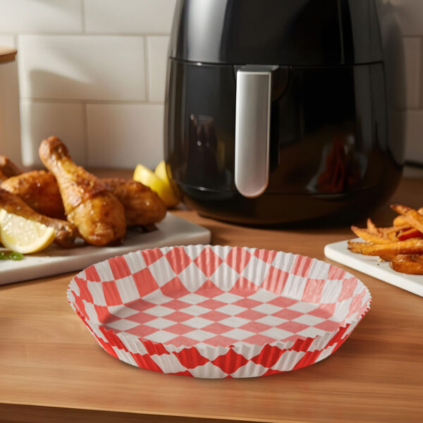 Air fryer sütőpapír – olaj nélküli sütőhöz – kockás, kör – 20 cm – 50 db / csomag  BW1032A Egyéb