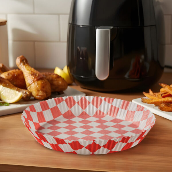Air fryer sütőpapír – olaj nélküli sütőhöz – kockás, kör – 23 cm – 50 db / csomag  BW1032B Egyéb
