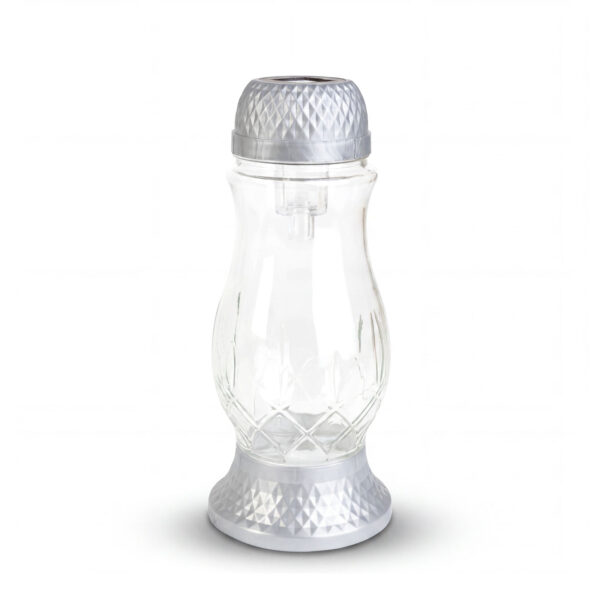 Napelemes üveg mécses műanyag kupakkal – 21 x 10 cm – arany – melegfehér LED – felirattal  TW1023 Gyertyák