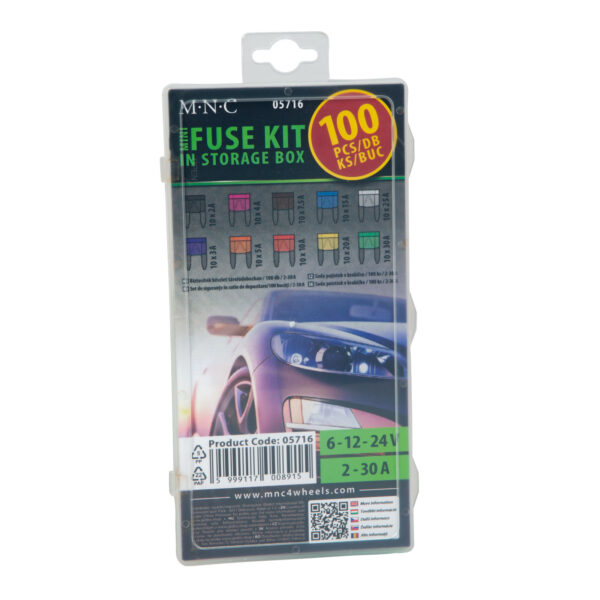 Biztosíték készlet tárolódobozban – 100 db – 2-30A  05716