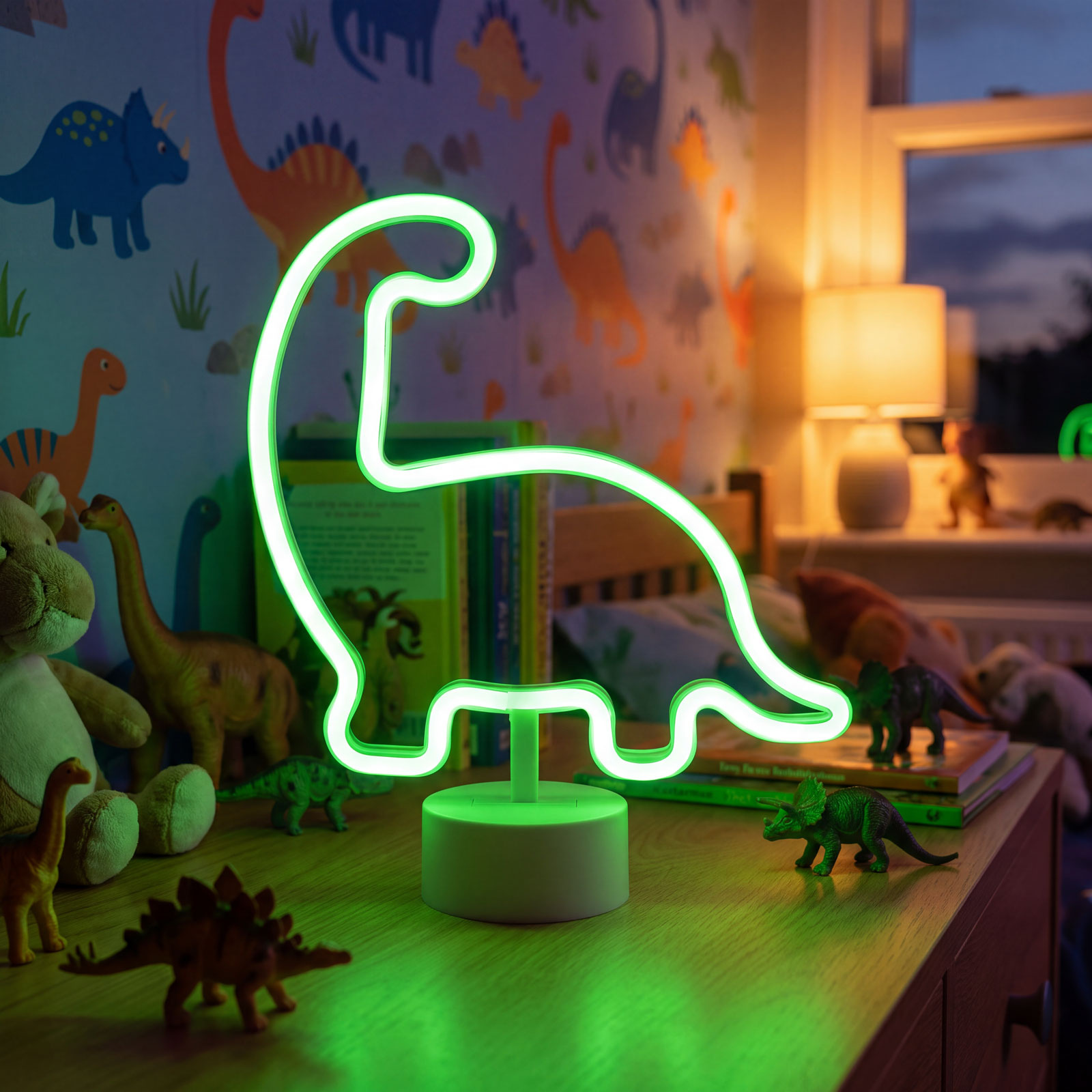 Neon LED lámpa – zöld dinoszaurusz – 3 x AA + USB – 25,9 x 8,5 x 24,3 cm 43996E Egyéb Neon LED lámpa – zöld dinoszaurusz – 3 x AA + USB – 25,9 x 8,5 x 24,3 cm 43996E Egyéb