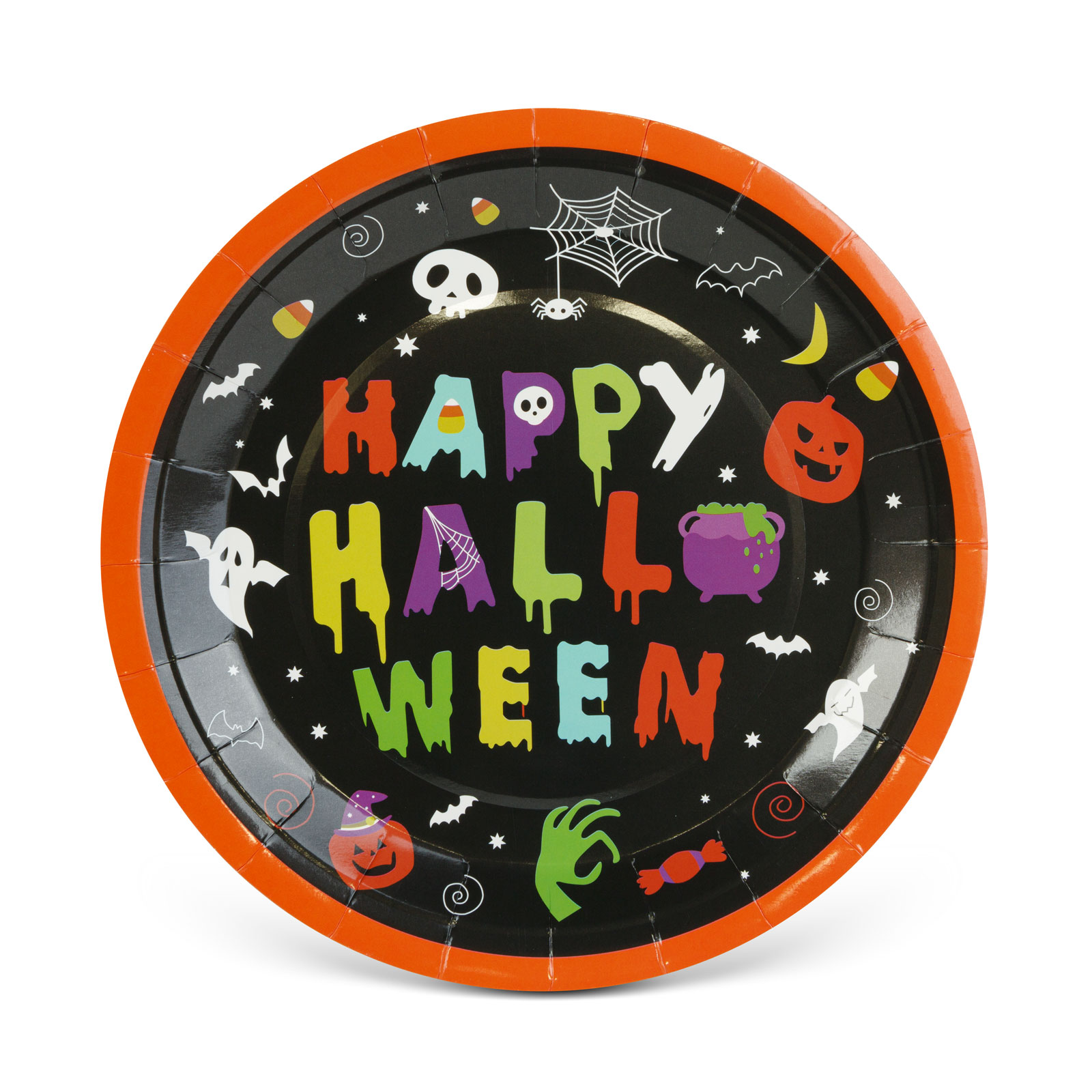 Halloween-i papírtányér – „Happy Halloween” – kerek – 23 cm – 8 db / csomag 56630B Dekoráció Halloween-i papírtányér – „Happy Halloween” – kerek – 23 cm – 8 db / csomag 56630B Dekoráció