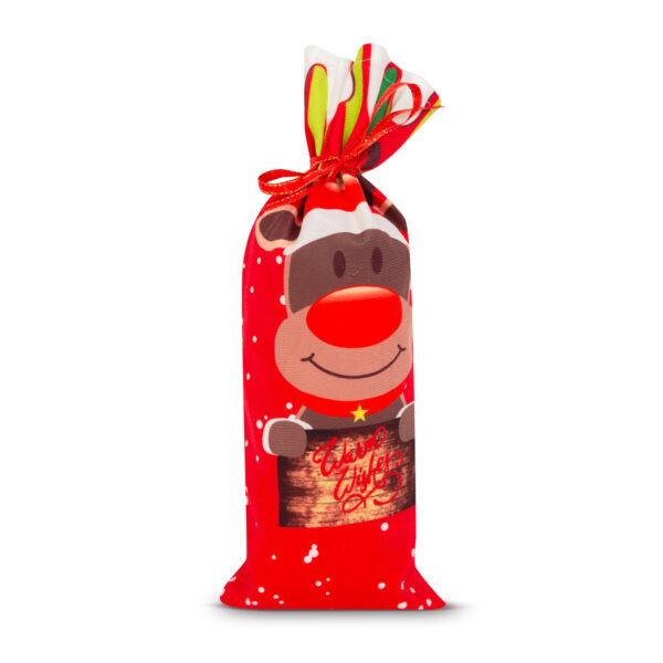 Karácsonyi italos üveg tartó szalaggal – hóember – poliészter – 32 x 12,5 cm  58727B Egyéb
