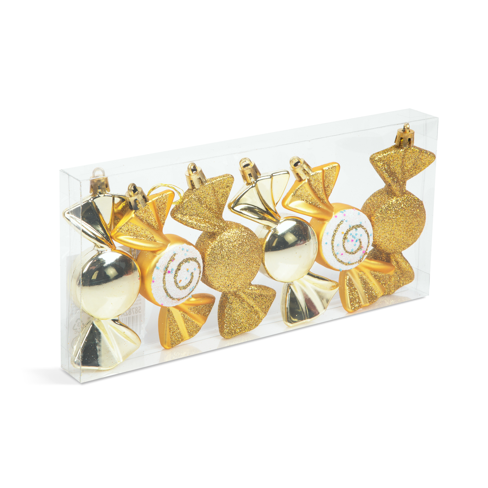 Karácsonyfadísz szett – arany cukor – 10 x 3,6 cm – 6 db / szett 58782A Egyéb Karácsonyfadísz szett – arany cukor – 10 x 3,6 cm – 6 db / szett 58782A Egyéb