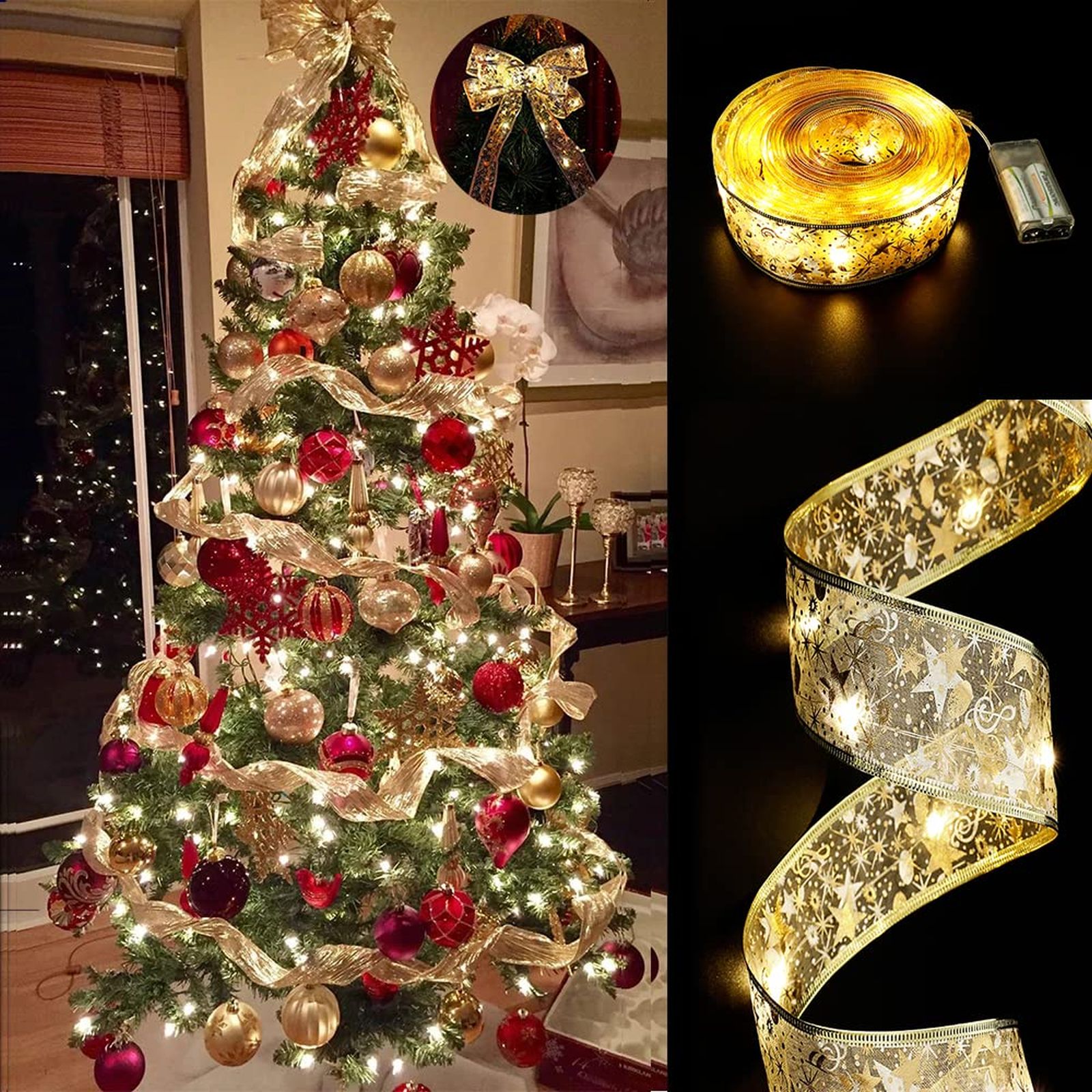 Karácsonyi LED-es szalag – arany – 2 m x 5 cm – 2 x AA 58933B Egyéb Karácsonyi LED-es szalag – arany – 2 m x 5 cm – 2 x AA 58933B Egyéb