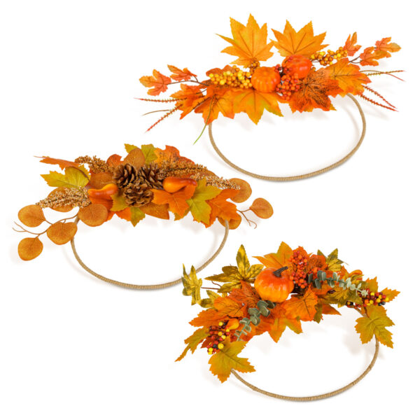Őszi dekoráció – koszorú / kopogtató – 24 cm – 3 féle  59041 Egyéb