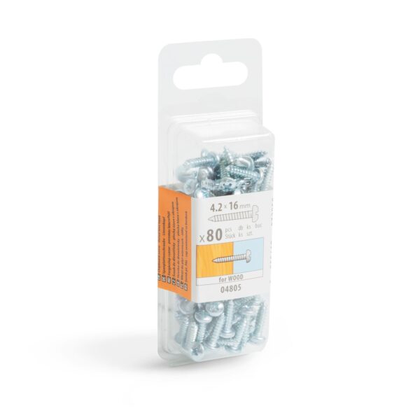 Forgácslap csavar – peremes lencsefejű – 4,2 x 16 mm – 80 db / csomag  04805 Csavarok, tiplik