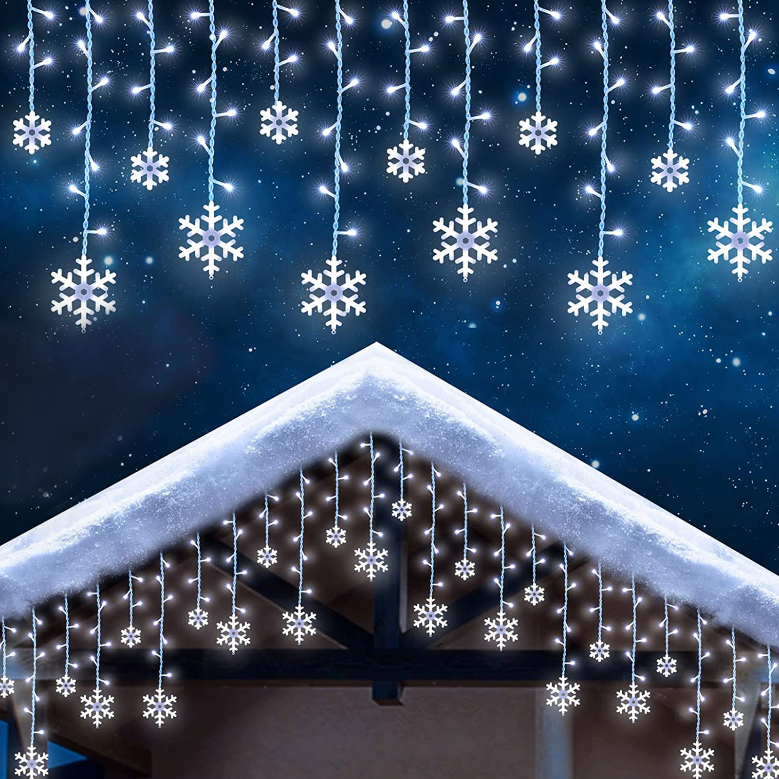 LED-es fényfüggöny – hópehely – 3 x 0,75 m – 224 hidegfehér LED – IP44 58916 Egyéb LED-es fényfüggöny – hópehely – 3 x 0,75 m – 224 hidegfehér LED – IP44 58916 Egyéb