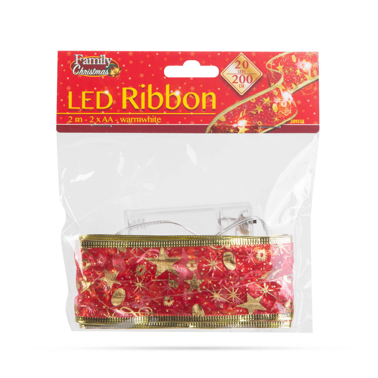 Karácsonyi LED-es szalag – piros – 2 m x 5 cm – 2 x AA 58933A Egyéb Karácsonyi LED-es szalag – piros – 2 m x 5 cm – 2 x AA 58933A Egyéb