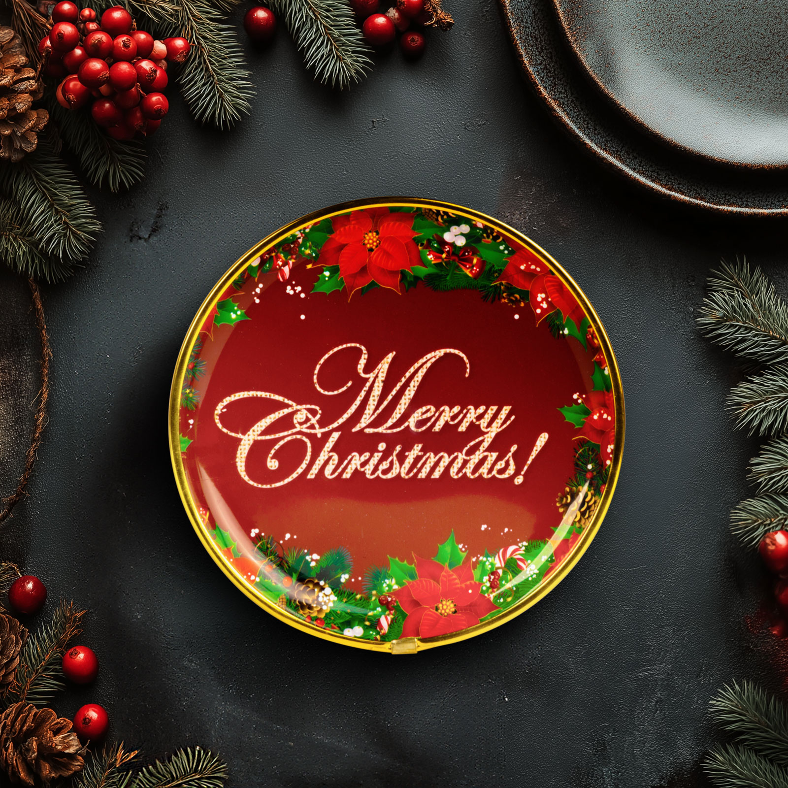 Karácsonyi kínálótál – műanyag – „Merry Christmas” – 22 cm 59717A Egyéb Karácsonyi kínálótál – műanyag – „Merry Christmas” – 22 cm 59717A Egyéb
