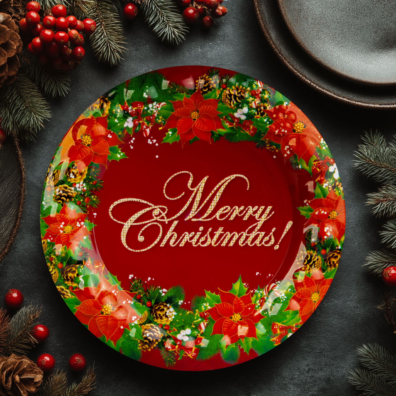 Karácsonyi kínálótál – műanyag – „Merry Christmas” – 37,5 cm 59718A Egyéb Karácsonyi kínálótál – műanyag – „Merry Christmas” – 37,5 cm 59718A Egyéb