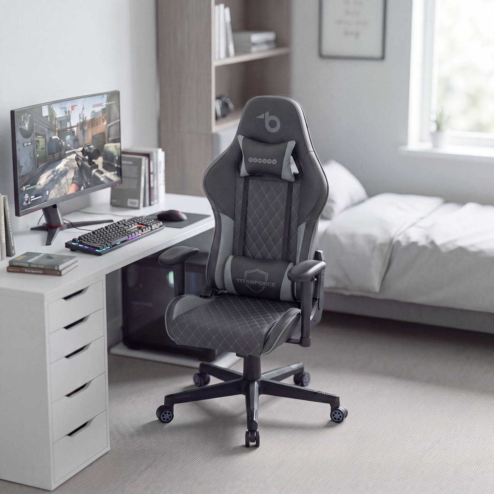 TItanForce gamer szék párnával – fekete/szürke – 122 x 65 x 53 cm BMD1124GY Egyéb TItanForce gamer szék párnával – fekete/szürke – 122 x 65 x 53 cm BMD1124GY Egyéb