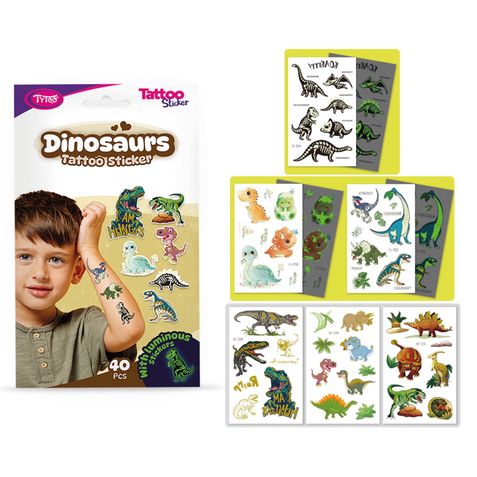 Dinoszauruszos tetoválás matrica szett – 40 db / csomag TY50270 Egyéb Dinoszauruszos tetoválás matrica szett – 40 db / csomag TY50270 Egyéb