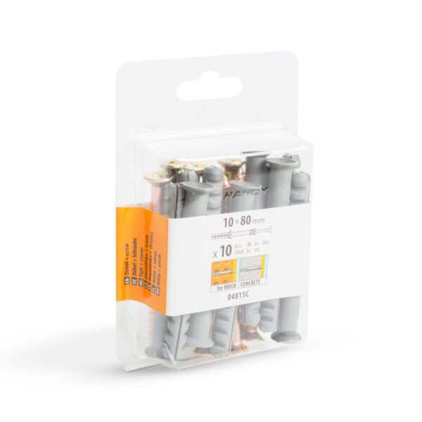 Tipli + csavar – 10 x 80 mm – 10 db / csomag  04815C Csavarok, tiplik