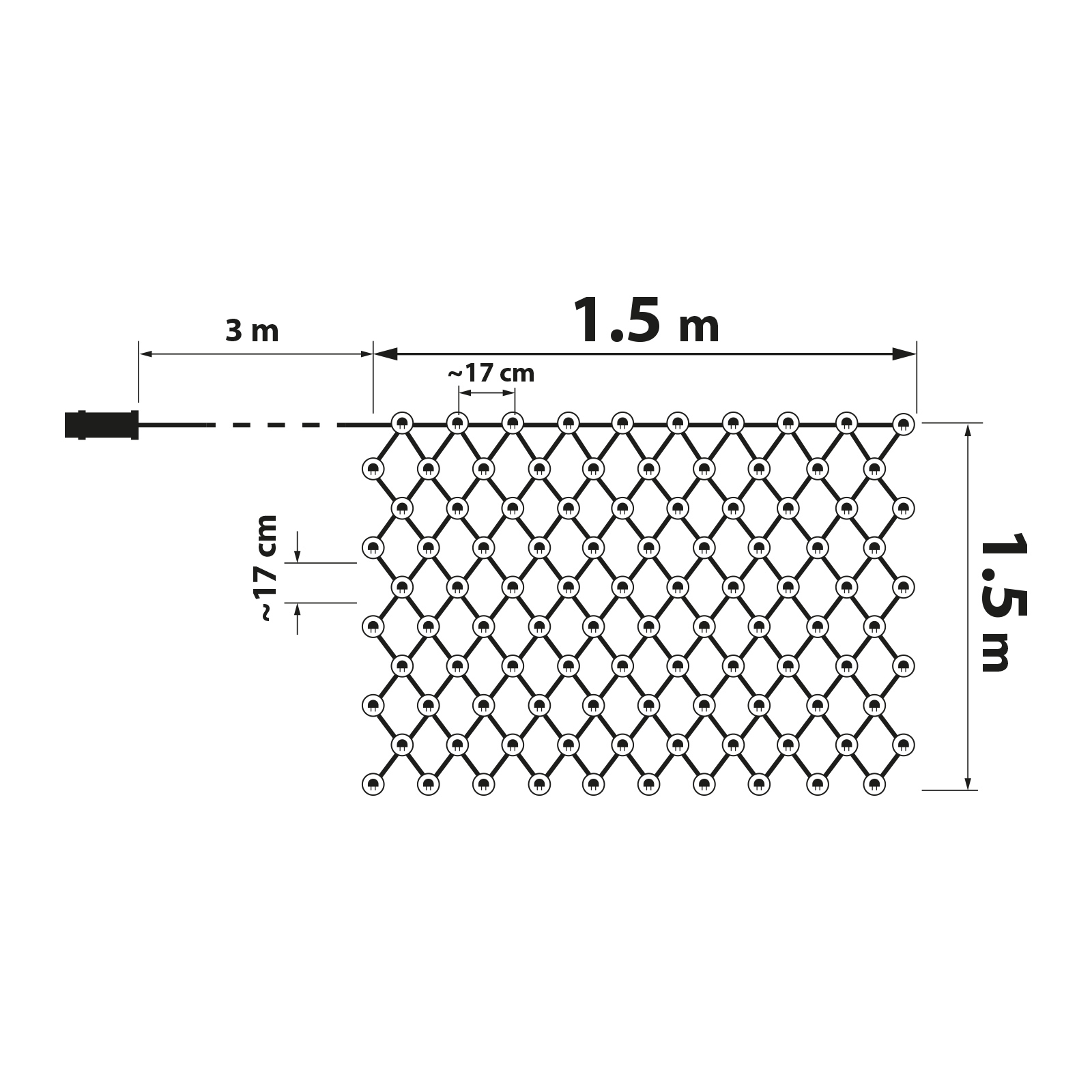 LED-es fényháló – 100 db melegfehér LED-del – 1,5 x 1,5 m – 230V – távirányítós 58908A Egyéb LED-es fényháló – 100 db melegfehér LED-del – 1,5 x 1,5 m – 230V – távirányítós 58908A Egyéb