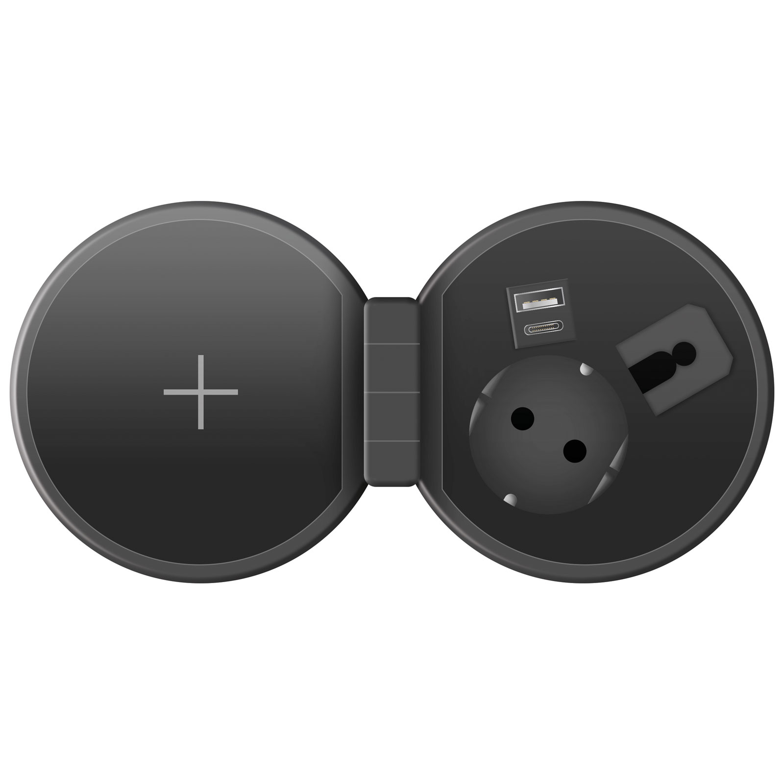 Rejtett, beépíthető konnektor + USB + Type-C + Vezeték nélküli töltő 20462BK Egyéb Rejtett, beépíthető konnektor + USB + Type-C + Vezeték nélküli töltő 20462BK Egyéb