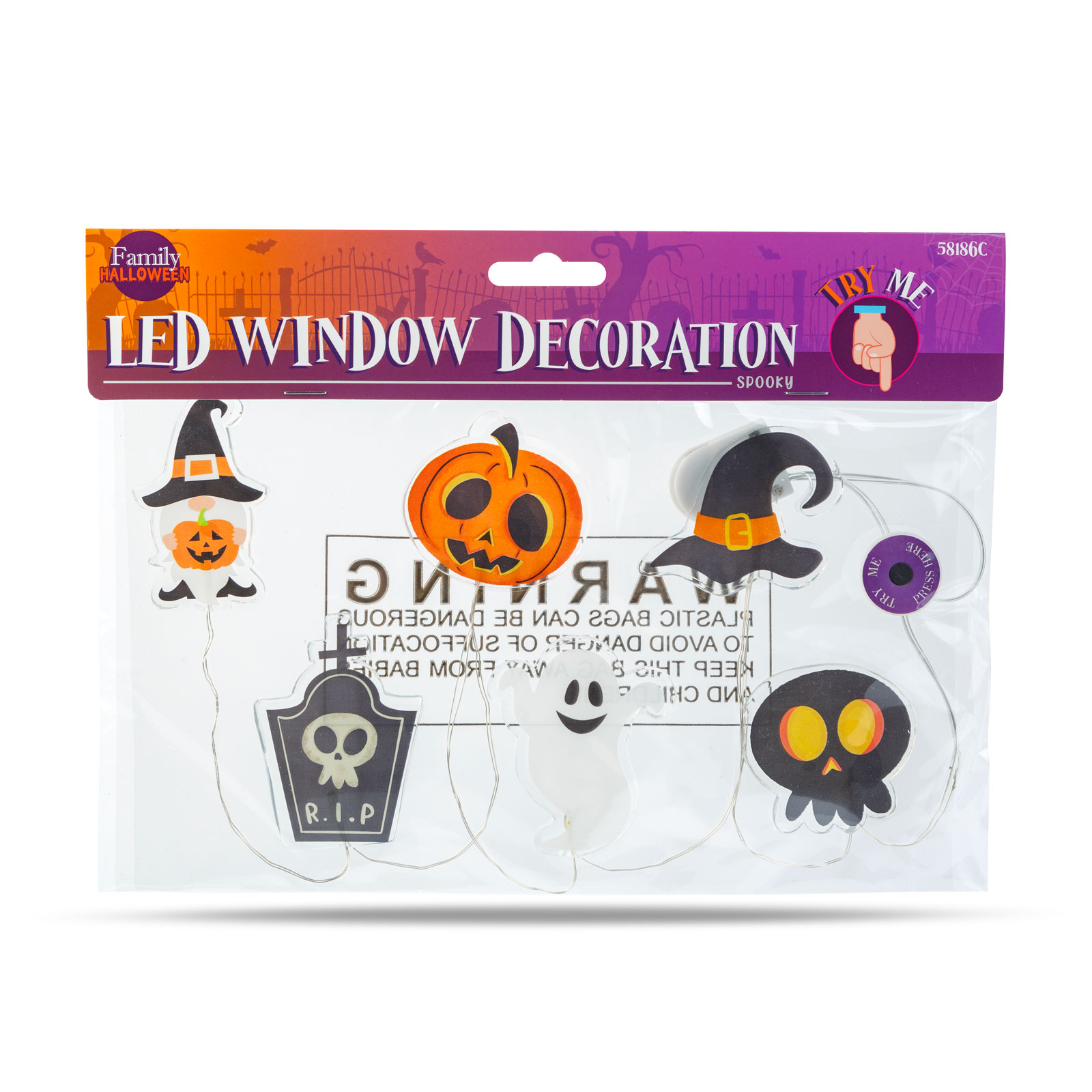Halloween-i LED ablakdekor – gél – többféle forma – 85 cm 58186C Egyéb Halloween-i LED ablakdekor – gél – többféle forma – 85 cm 58186C Egyéb
