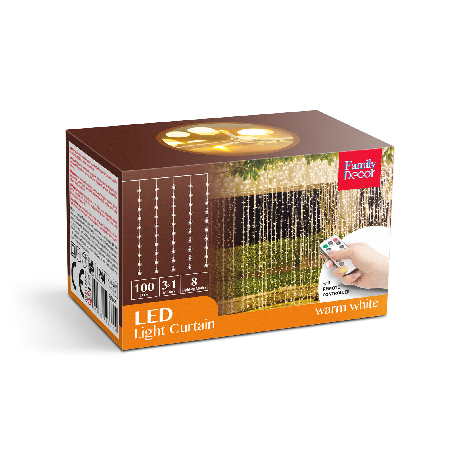 Fényfüggöny – 100 db melegfehér LED-del – 3 x 1 m – 230V – távirányítós 58906A Egyéb Fényfüggöny – 100 db melegfehér LED-del – 3 x 1 m – 230V – távirányítós 58906A Egyéb