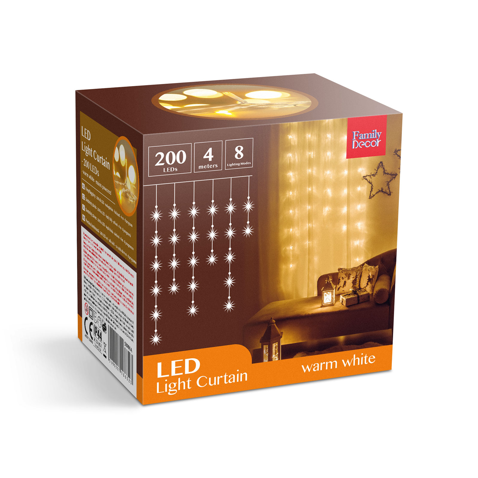 Fényfüggöny – 200 db LED – melegfehér – hálózati – IP44 – 4,2 m – 8 program 58901A Egyéb Fényfüggöny – 200 db LED – melegfehér – hálózati – IP44 – 4,2 m – 8 program 58901A Egyéb