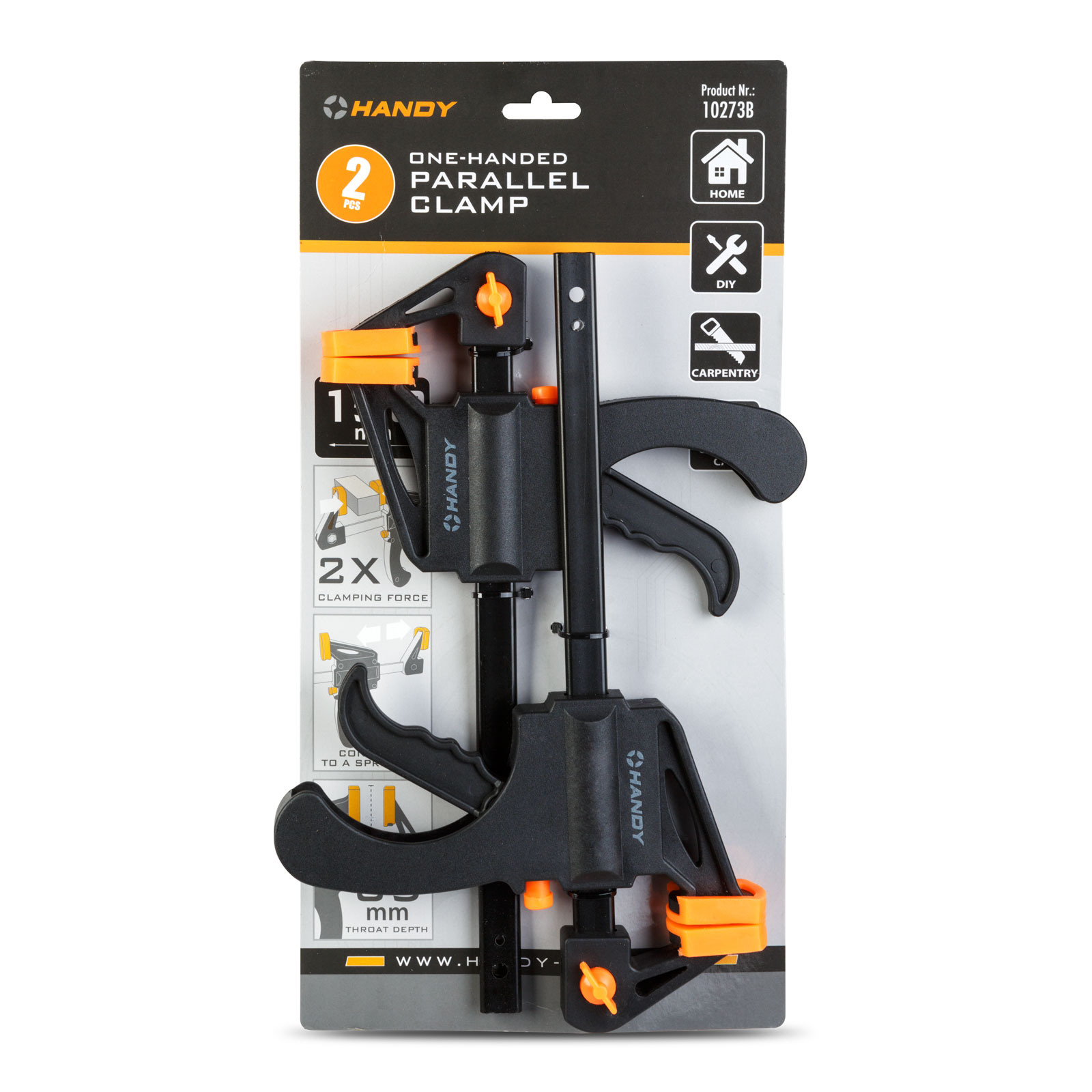 Egykezes párhuzamszorító – 6″ / 150 mm – 325 x 205 x 30 mm – 2 db / csomag 10273B Kézi szerszámok Egykezes párhuzamszorító – 6″ / 150 mm – 325 x 205 x 30 mm – 2 db / csomag 10273B Kézi szerszámok