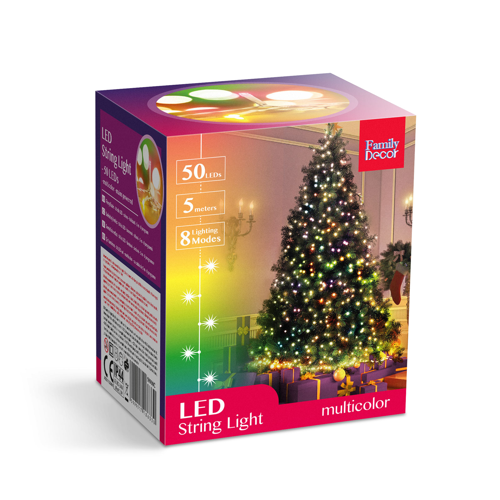 Fényfüzér – 50 db LED – színes – hálózati – 5 m – 8 program 58900C Egyéb Fényfüzér – 50 db LED – színes – hálózati – 5 m – 8 program 58900C Egyéb