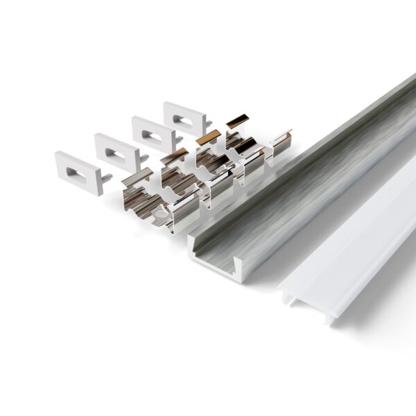 Avide Alu Profil „U” 15.9×7.8mm fehér profil Opál búrával, 2m, „szett” | BR (SKU:AAP-N-2M-S-WW) Falon kívüli/Süllyeszthető