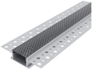 Avide Alu Profil “U” 61x14mm Gipszkartonba Süllyeszthető Fekete méhsejt búrával 1m, “szett” | BR (SKU:AAP-PBR6114-1M-HC) Gipszkartonba építhető