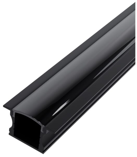 Avide Alu Profil „U” 24×14.2mm Süllyeszhető Fekete – Fekete búrával 1m, „szett” | BR (SKU:AAP-UR1714-1M-BB) Falon kívüli/Süllyeszthető