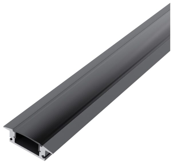 Avide Alu Profil „U” 24.7x7mm Süllyeszthető Fekete – Fekete búrával 1m, „szett” | BR (SKU:AAP-UR177-1M-BB) Falon kívüli/Süllyeszthető