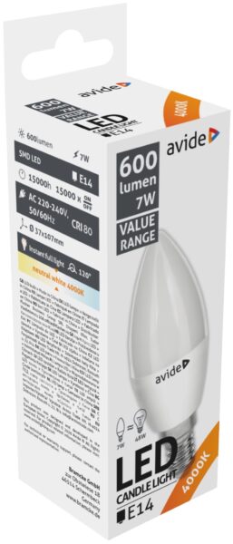 Avide Value LED Candle E14 7W NW 4000K | BR (SKU:ABBC14NW-7W) LED izzók