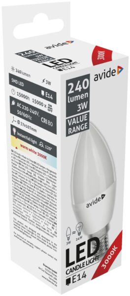 Avide Value LED Candle E14 3W WW 3000K | BR (SKU:ABBC14WW-3W) Gyertya Avide Value LED Candle E14 3W WW 3000K | BR (SKU:ABBC14WW-3W) Gyertya